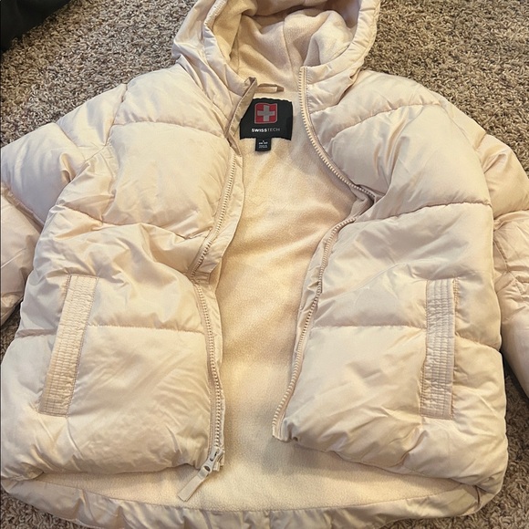 Swiss Tech Beige Hooded Puffer Jacket - Picture 1 of 1